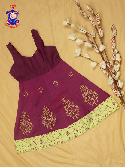 Green & Maroon - Cotton Pavadai Sattai
