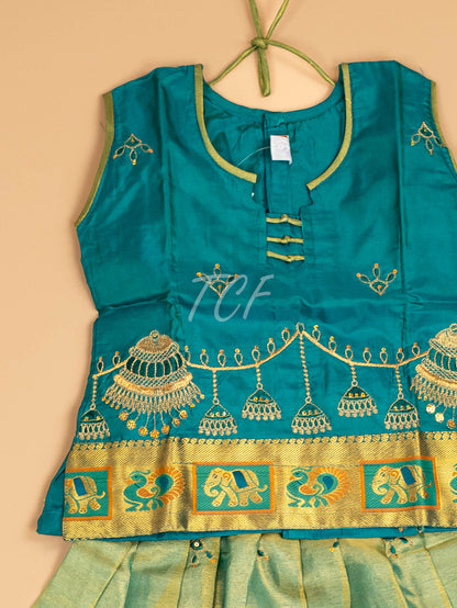 Green - Embriodered Pavadai Sattai