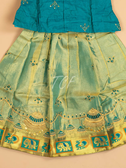 Green - Embriodered Pavadai Sattai