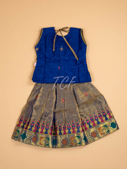 Blue - Embriodered Pavadai Sattai