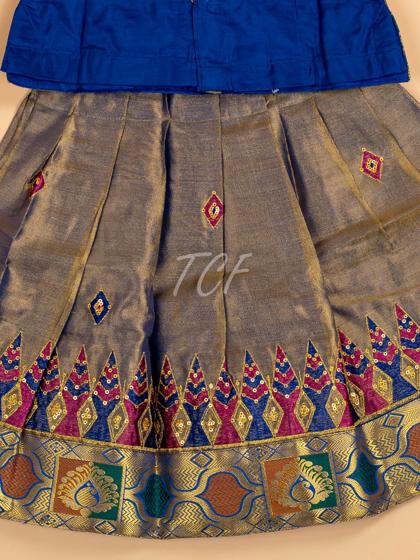 Blue - Embriodered Pavadai Sattai