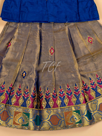 Blue - Embriodered Pavadai Sattai