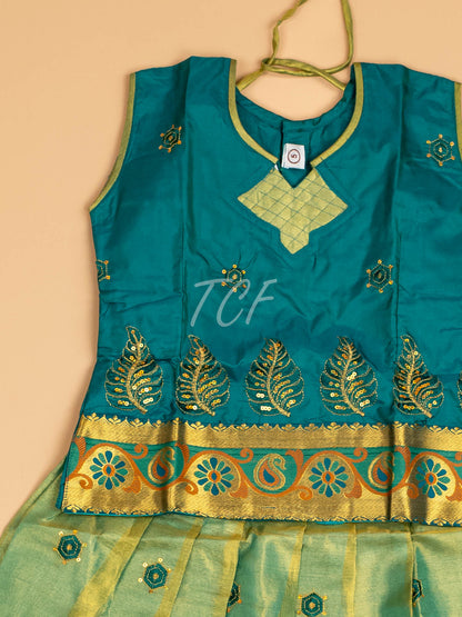 Green - Embriodered Pavadai Sattai