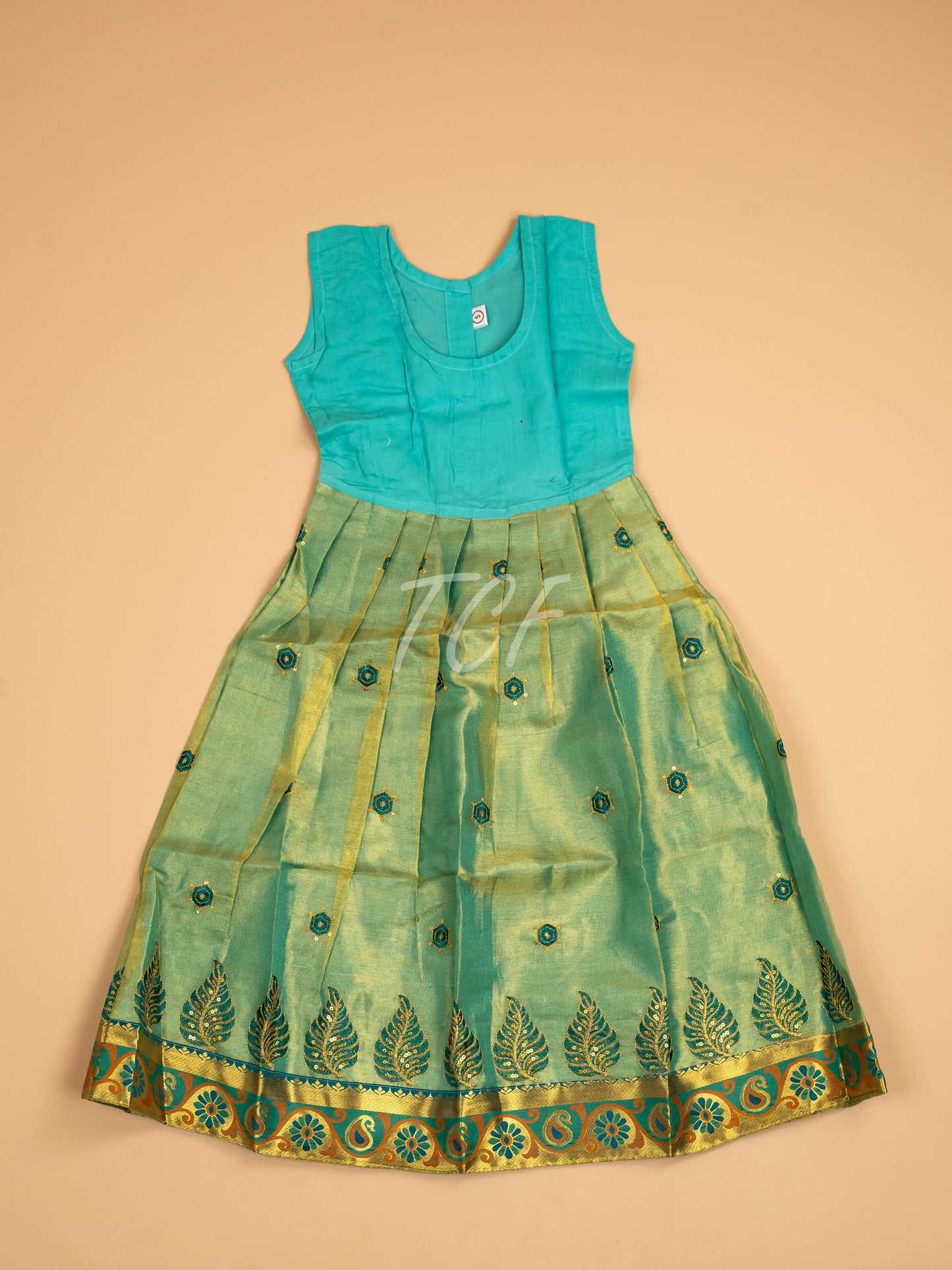 Green - Embriodered Pavadai Sattai