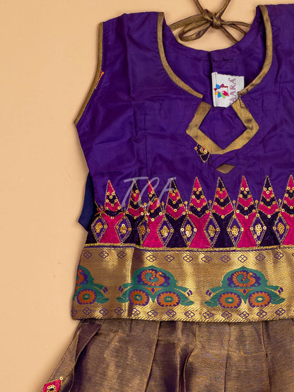 Violet - Embriodered Pavadai Sattai