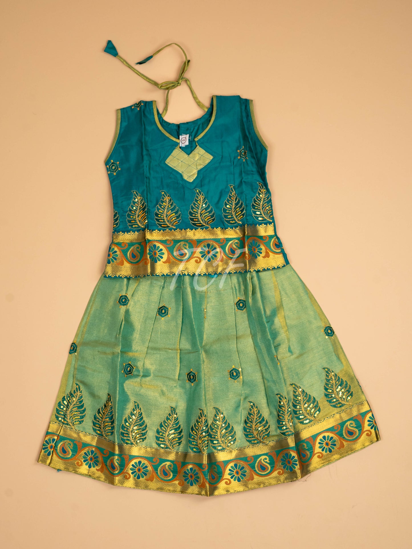 Green - Embriodered Pavadai Sattai