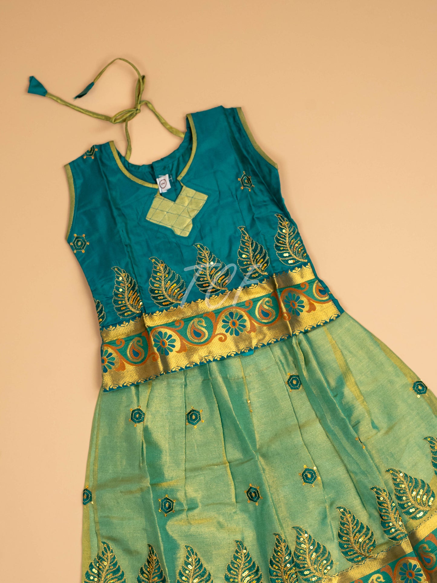 Green - Embriodered Pavadai Sattai