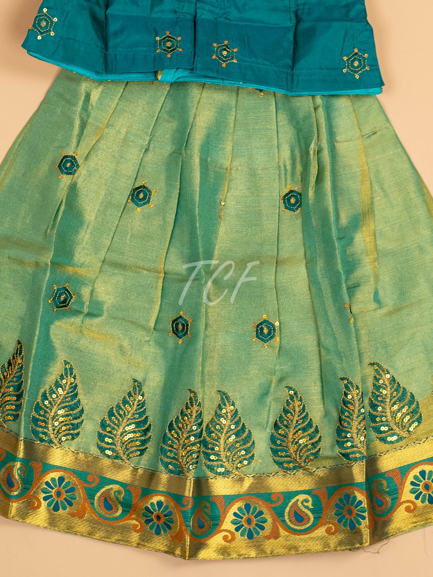 Green - Embriodered Pavadai Sattai