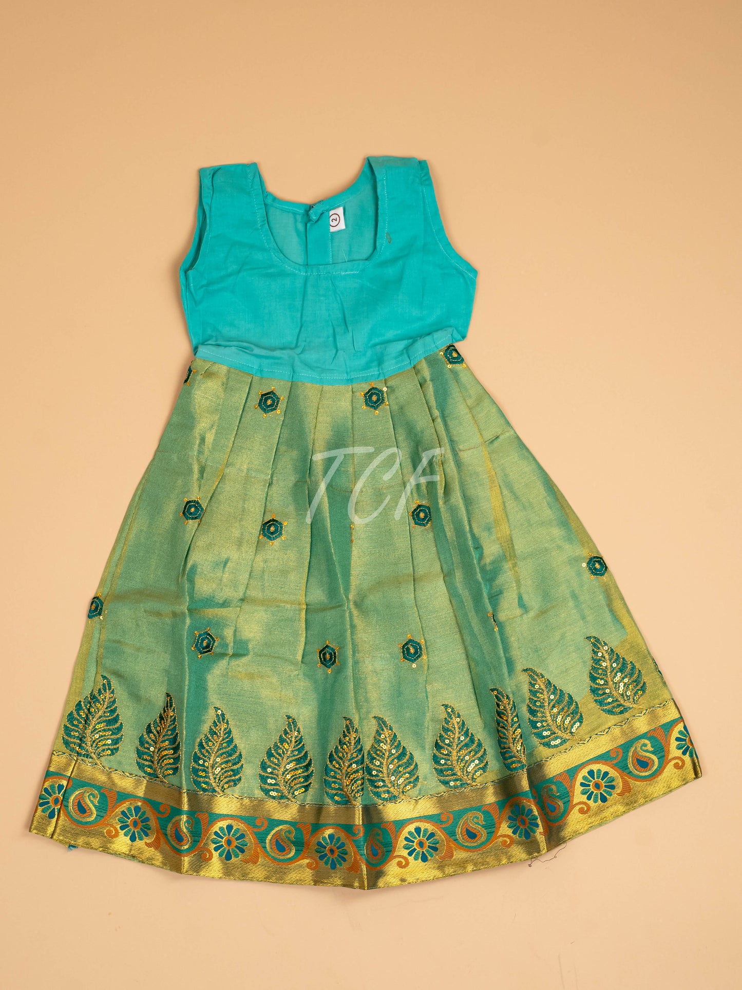 Green - Embriodered Pavadai Sattai