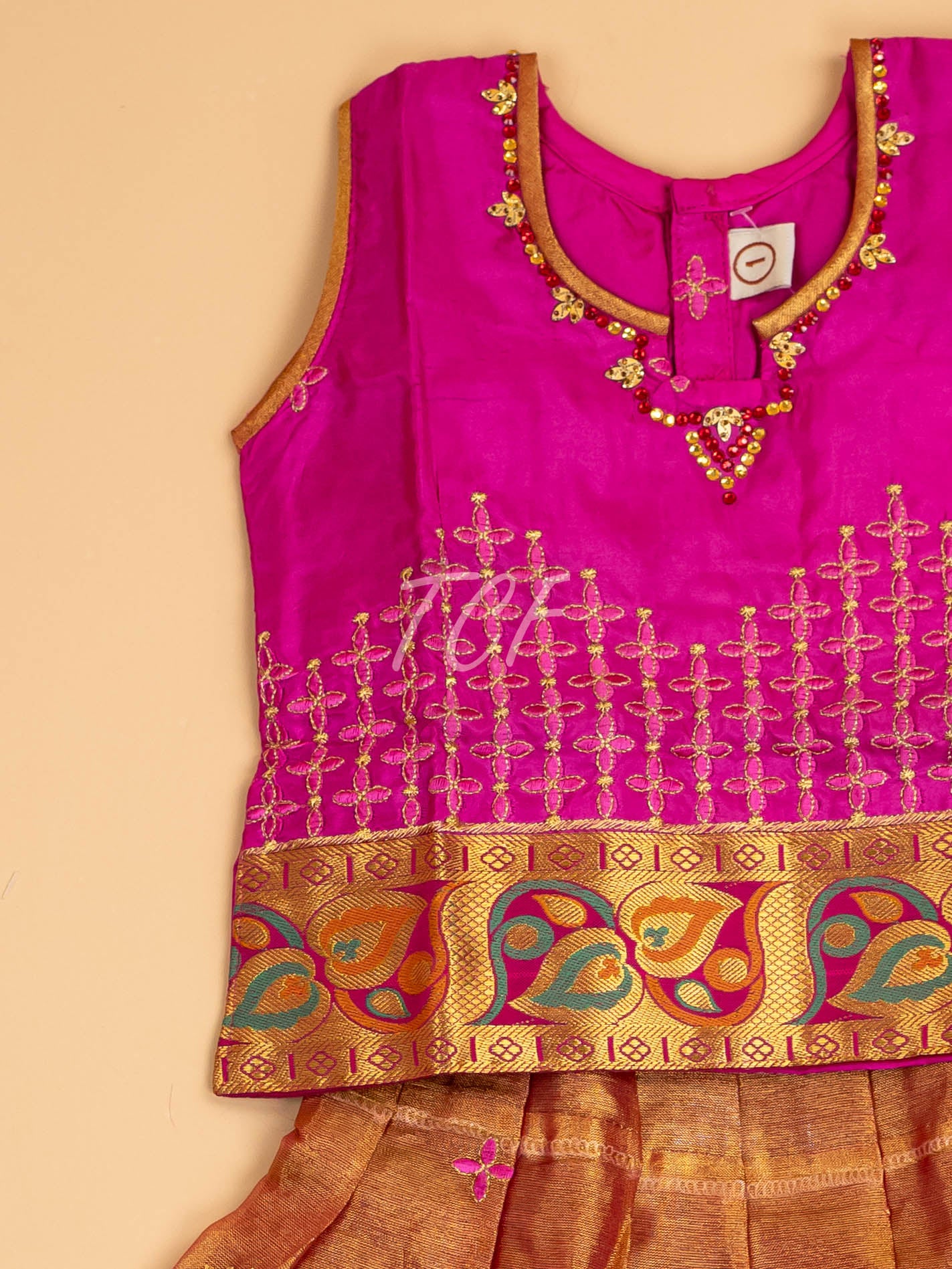 Pink - Embriodered Pavadai Sattai