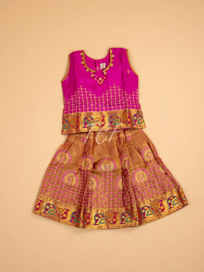 Pink - Embriodered Pavadai Sattai