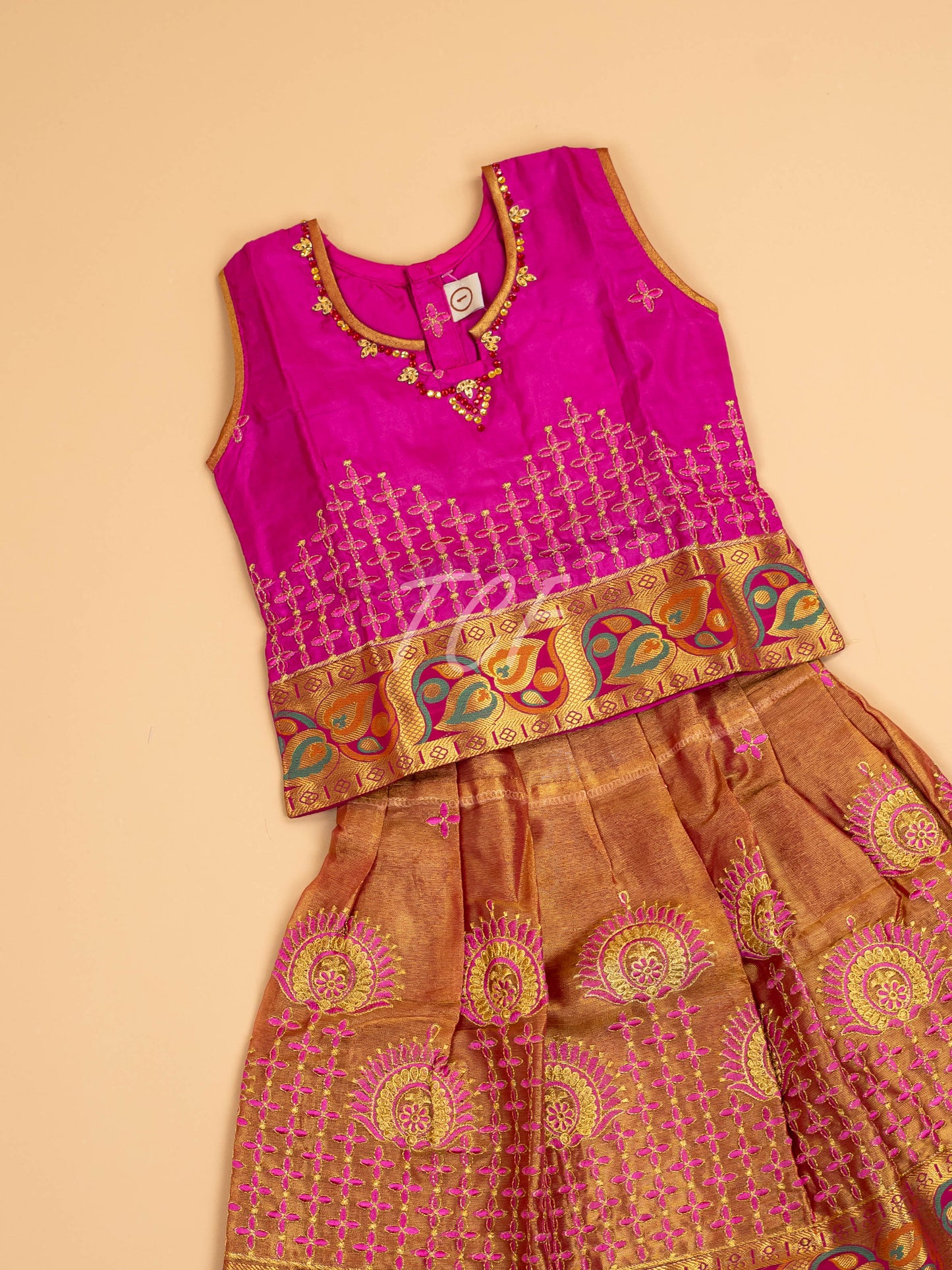 Pink - Embriodered Pavadai Sattai