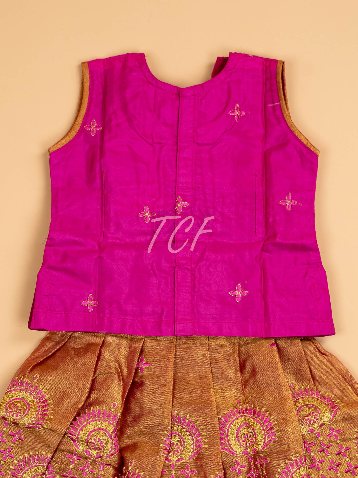 Pink - Embriodered Pavadai Sattai