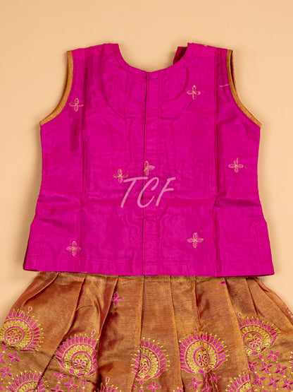 Pink - Embriodered Pavadai Sattai