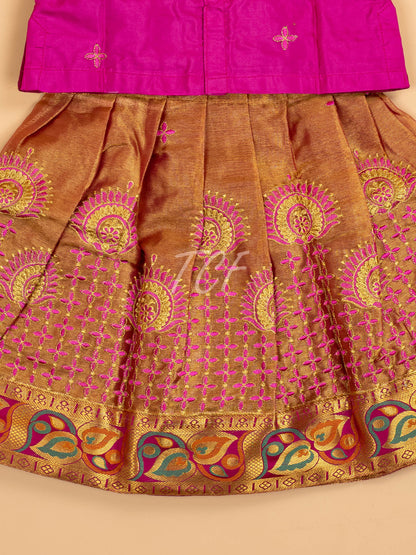 Pink - Embriodered Pavadai Sattai