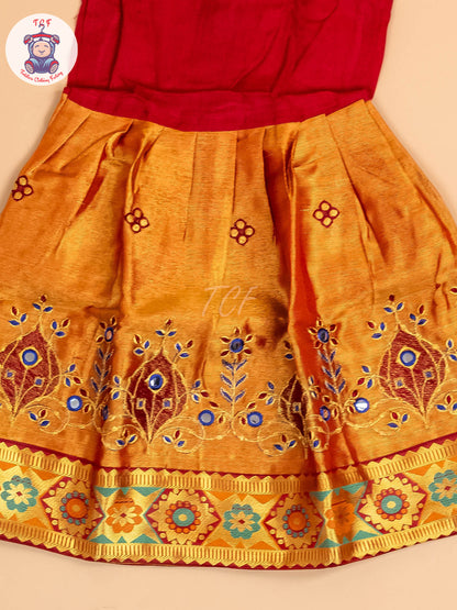 Maroon - Embriodered Pavadai Sattai