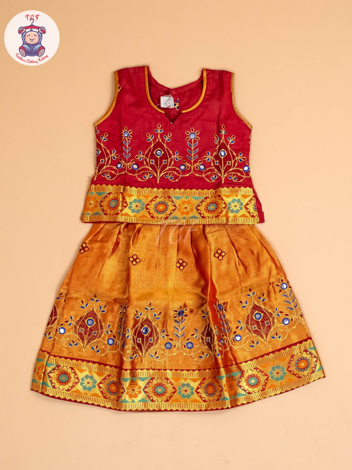 Maroon - Embriodered Pavadai Sattai
