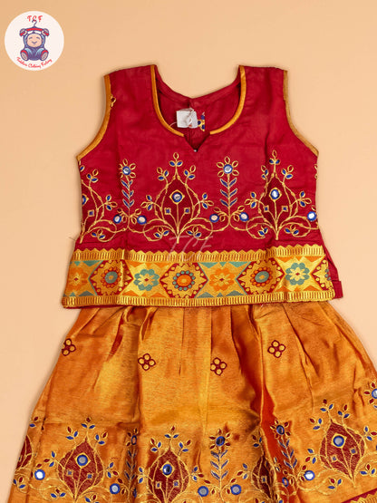 Maroon - Embriodered Pavadai Sattai