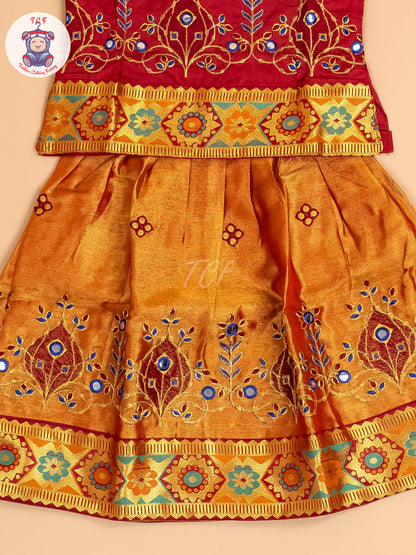 Maroon - Embriodered Pavadai Sattai