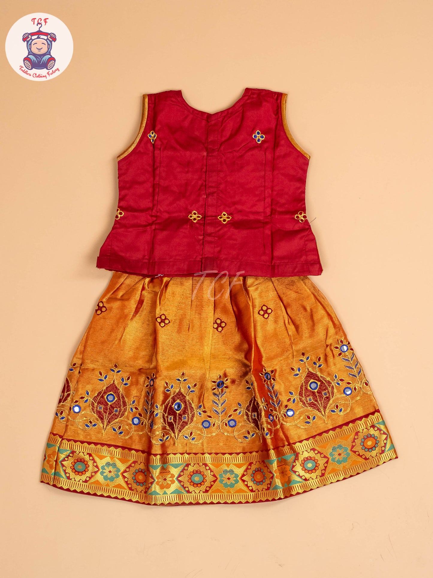 Maroon - Embriodered Pavadai Sattai