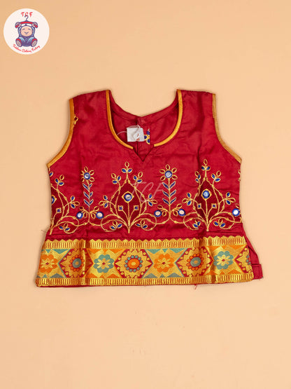 Maroon - Embriodered Pavadai Sattai