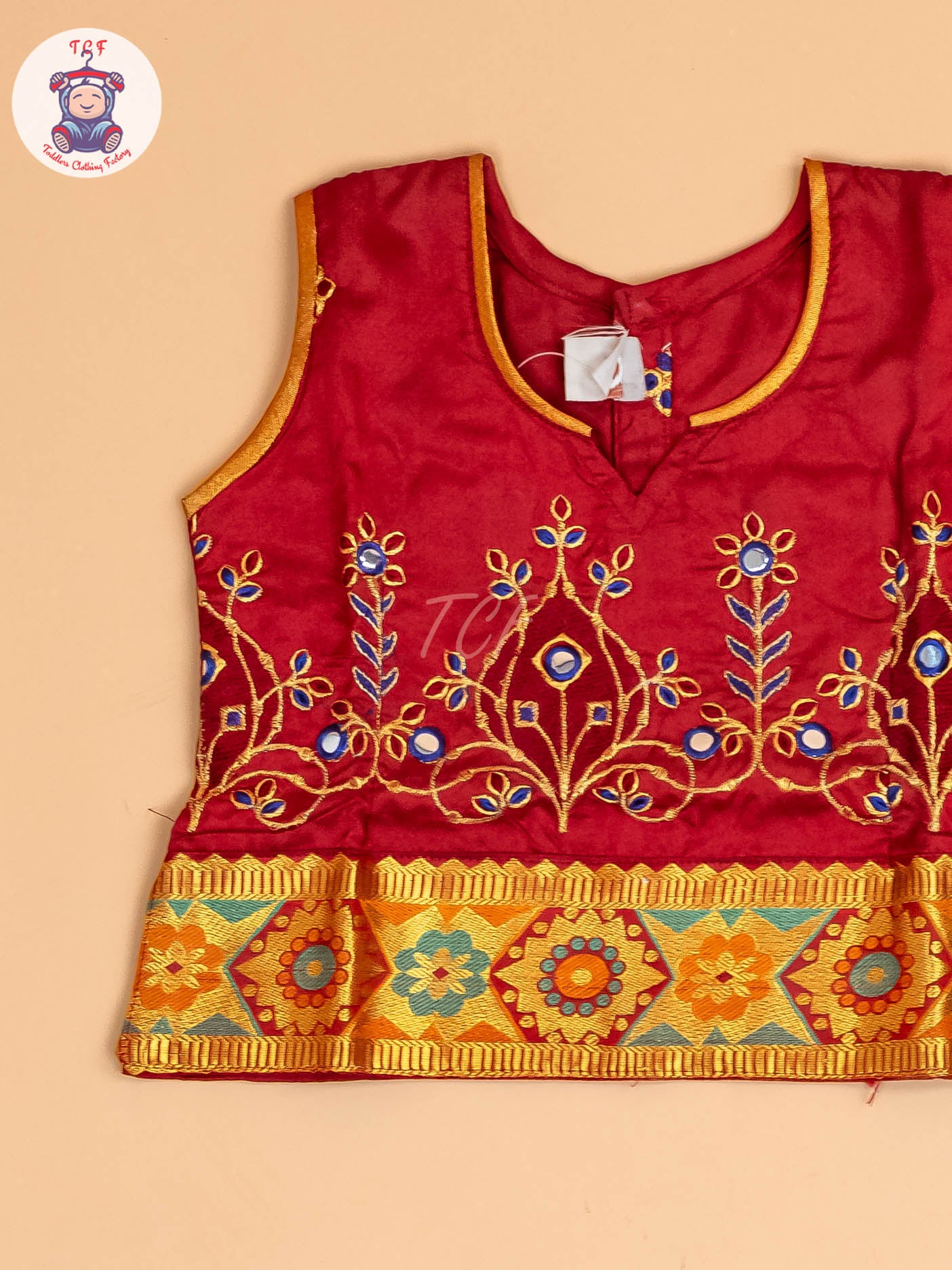 Maroon - Embriodered Pavadai Sattai