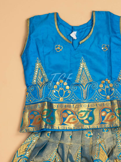 Sky Blue - Embriodered Pavadai Sattai