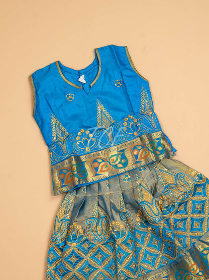 Sky Blue - Embriodered Pavadai Sattai
