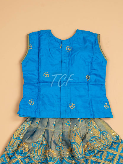 Sky Blue - Embriodered Pavadai Sattai
