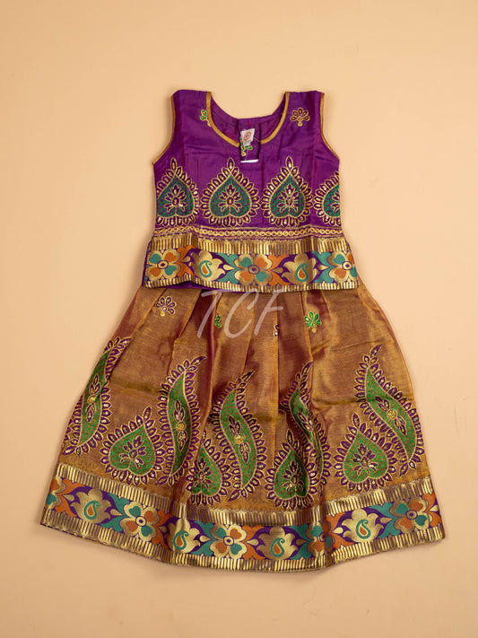Purple - Embriodered Pavadai Sattai