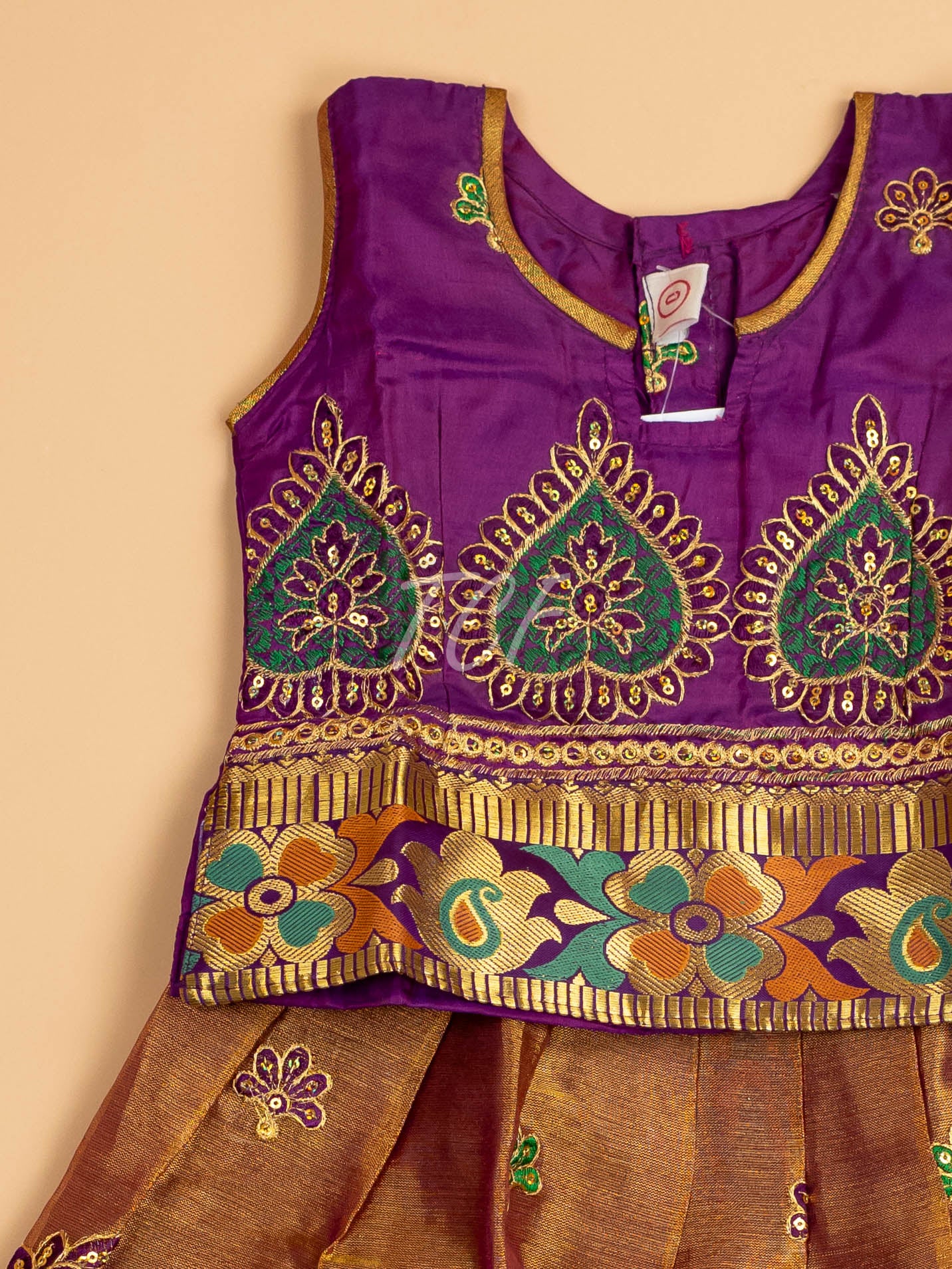 Purple - Embriodered Pavadai Sattai