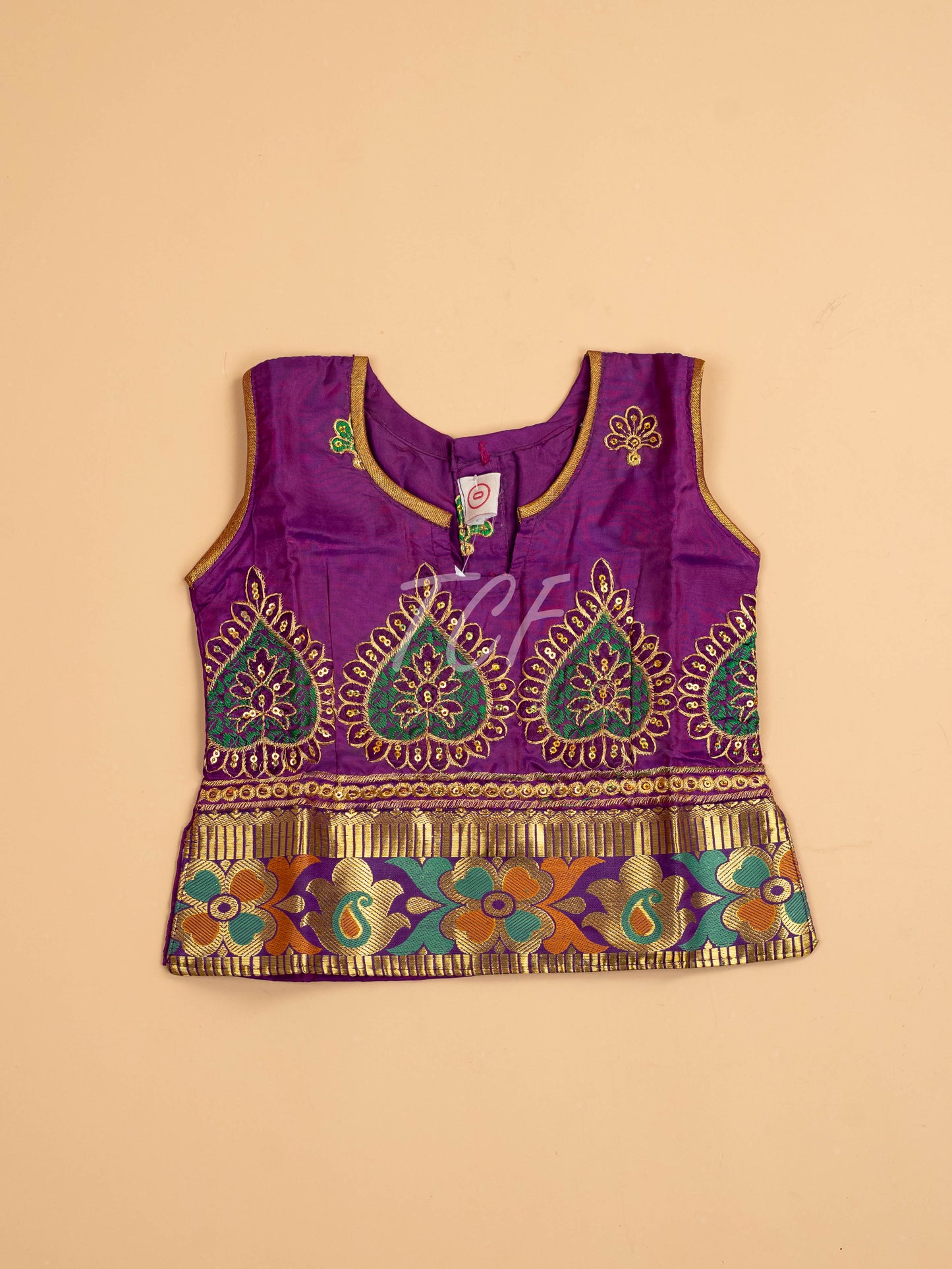 Purple - Embriodered Pavadai Sattai