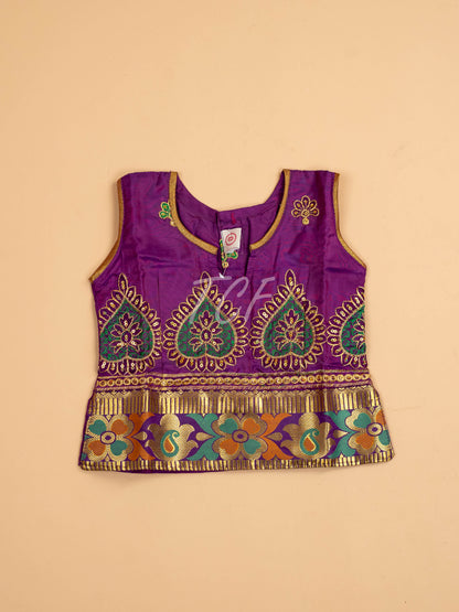 Purple - Embriodered Pavadai Sattai