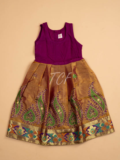 Purple - Embriodered Pavadai Sattai