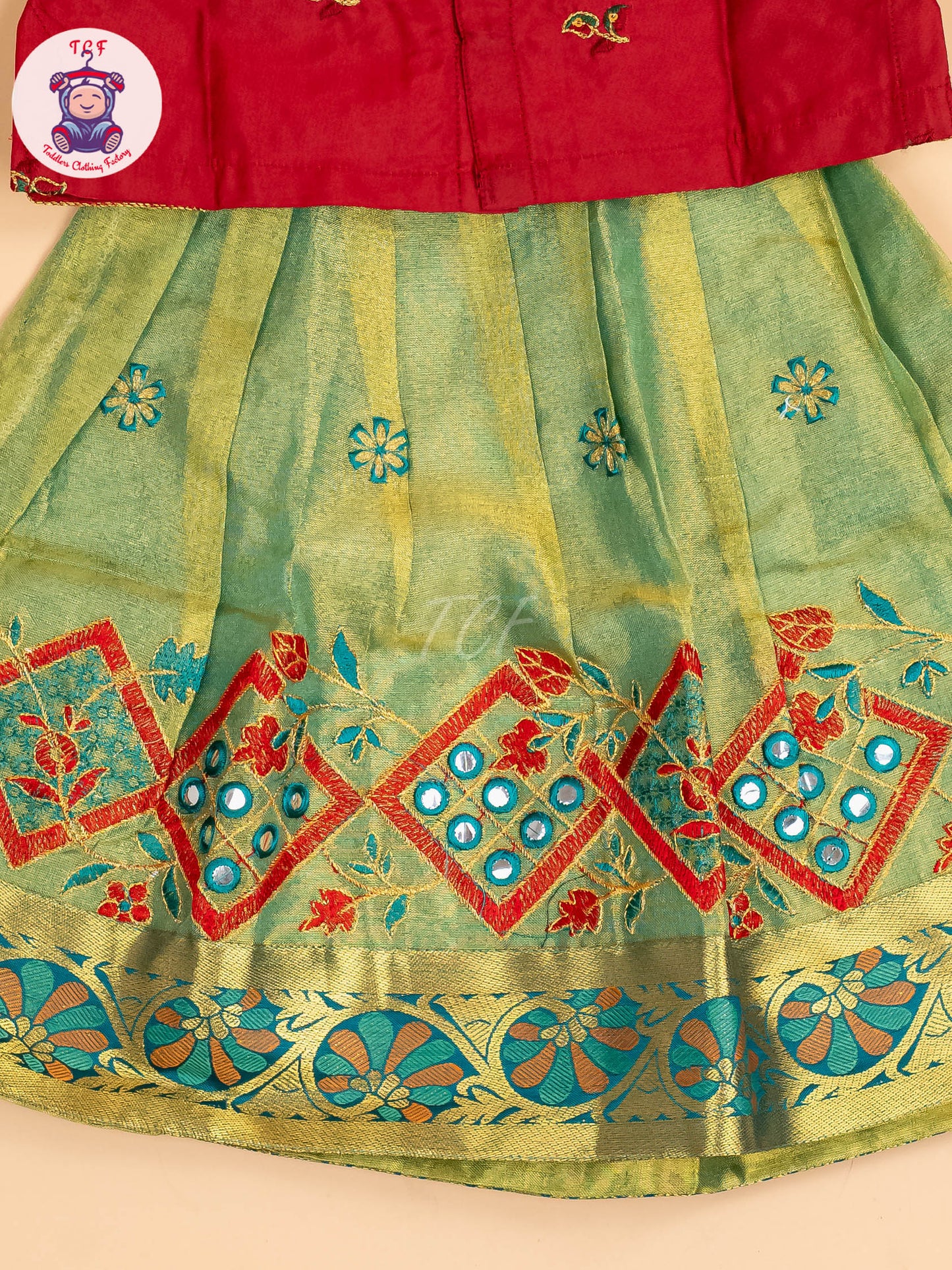 Maroon - Embriodered Pavadai Sattai