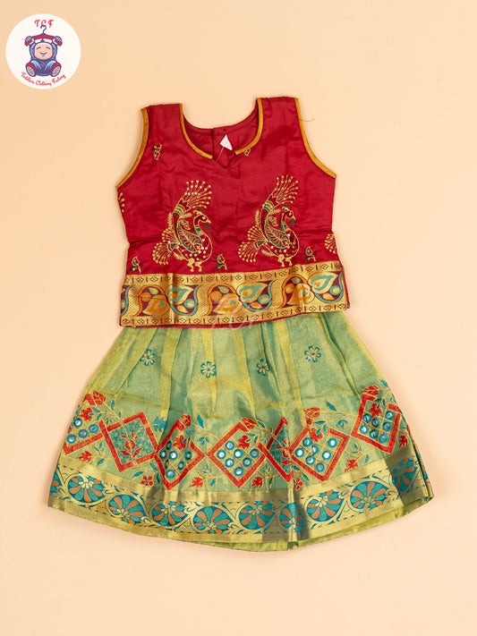 Maroon - Embriodered Pavadai Sattai