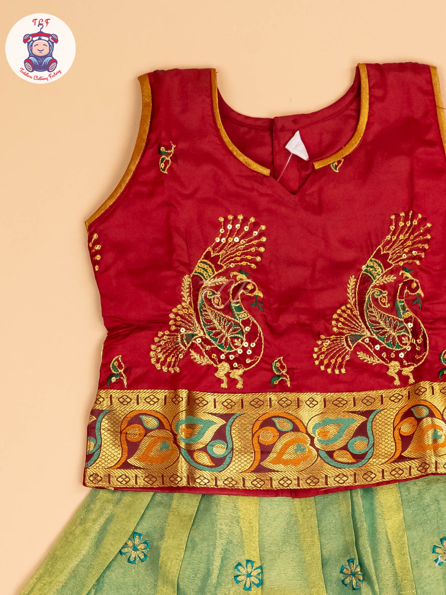 Maroon - Embriodered Pavadai Sattai