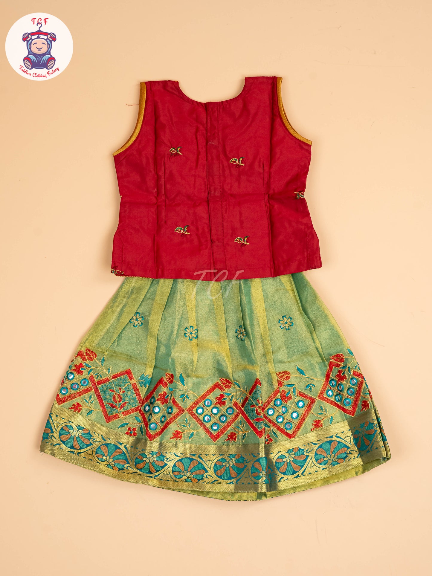 Maroon - Embriodered Pavadai Sattai