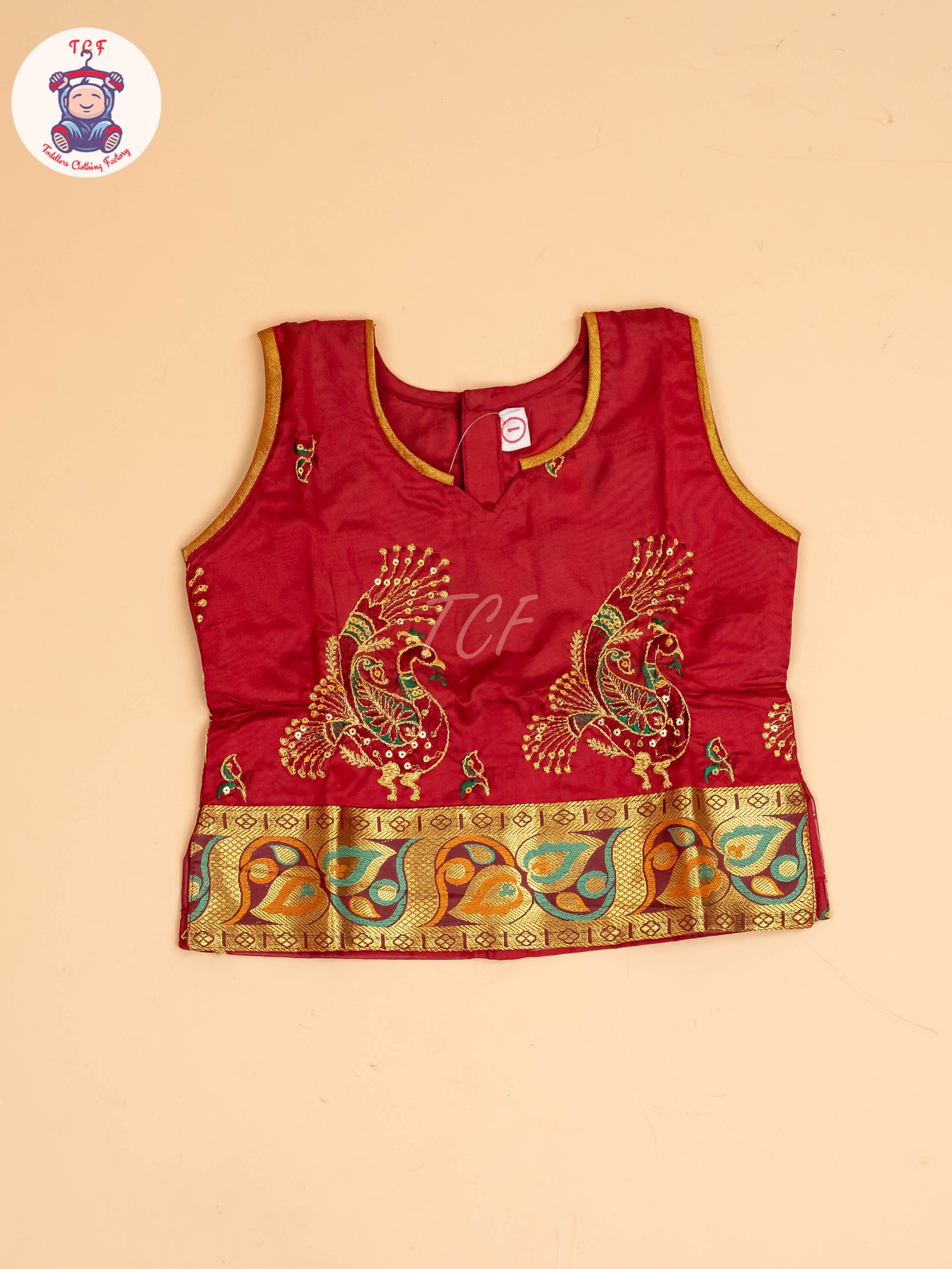 Maroon - Embriodered Pavadai Sattai