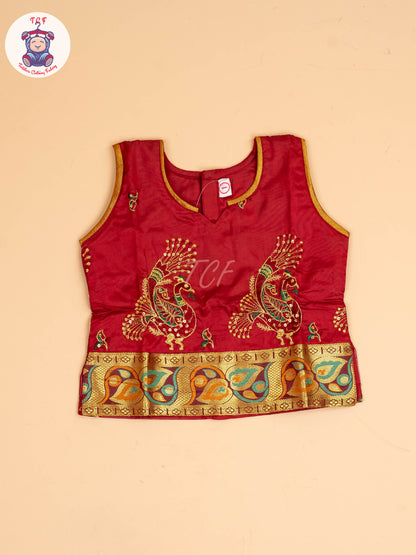 Maroon - Embriodered Pavadai Sattai