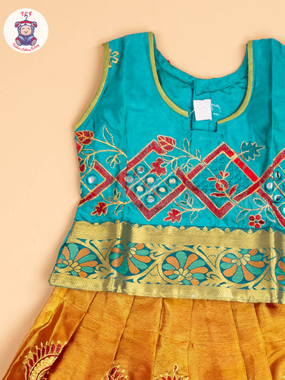 Teal Green - Embriodered Pavadai Sattai
