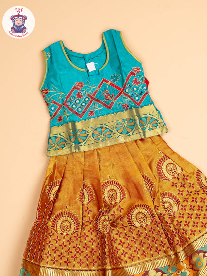 Teal Green - Embriodered Pavadai Sattai