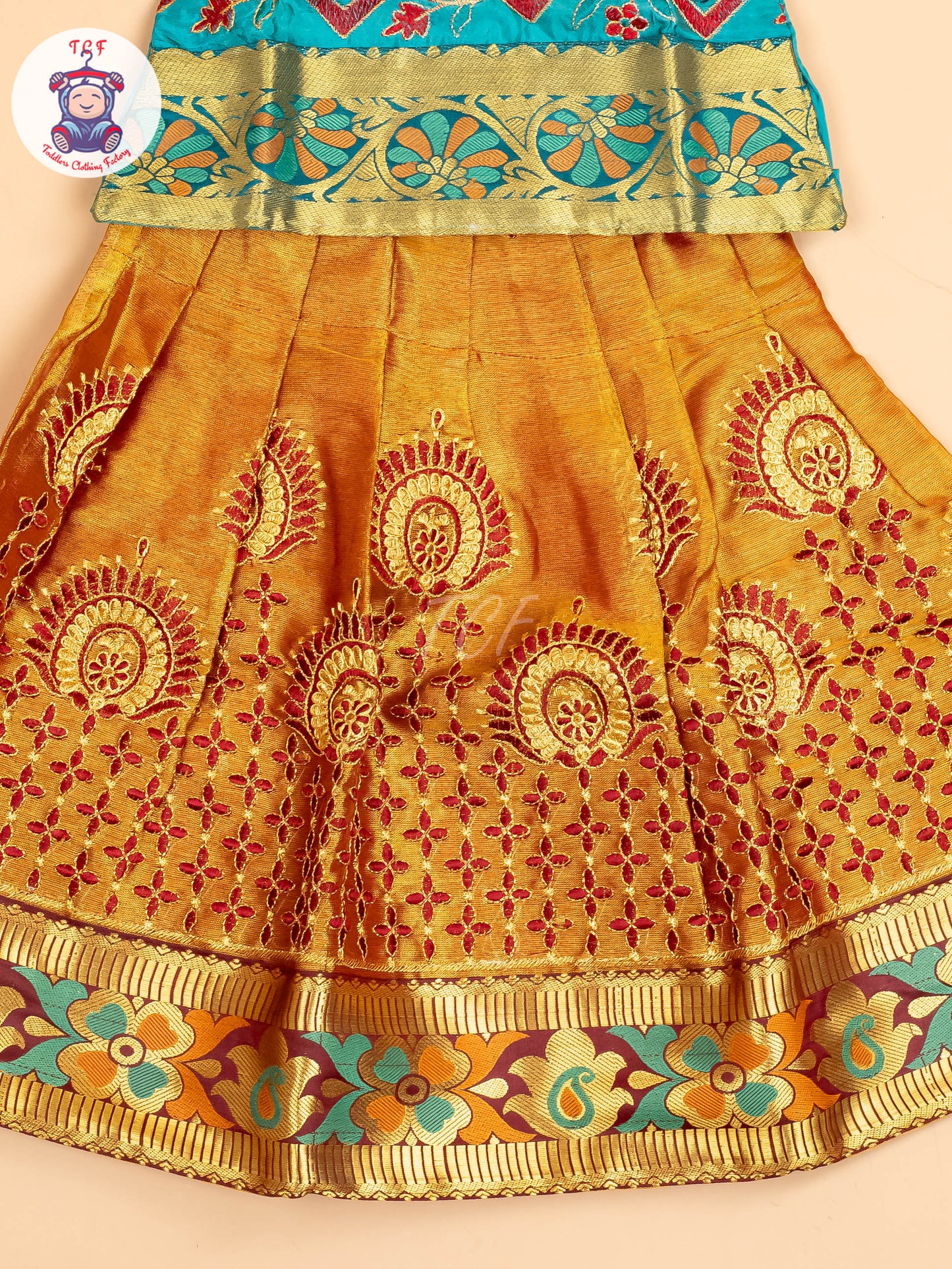 Teal Green - Embriodered Pavadai Sattai