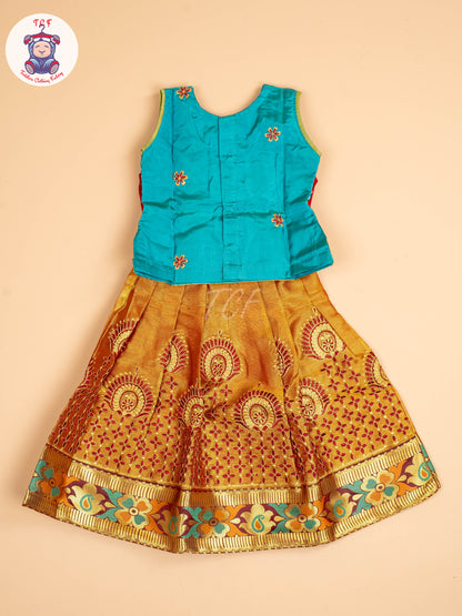 Teal Green - Embriodered Pavadai Sattai