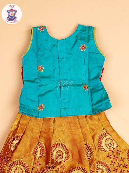 Teal Green - Embriodered Pavadai Sattai