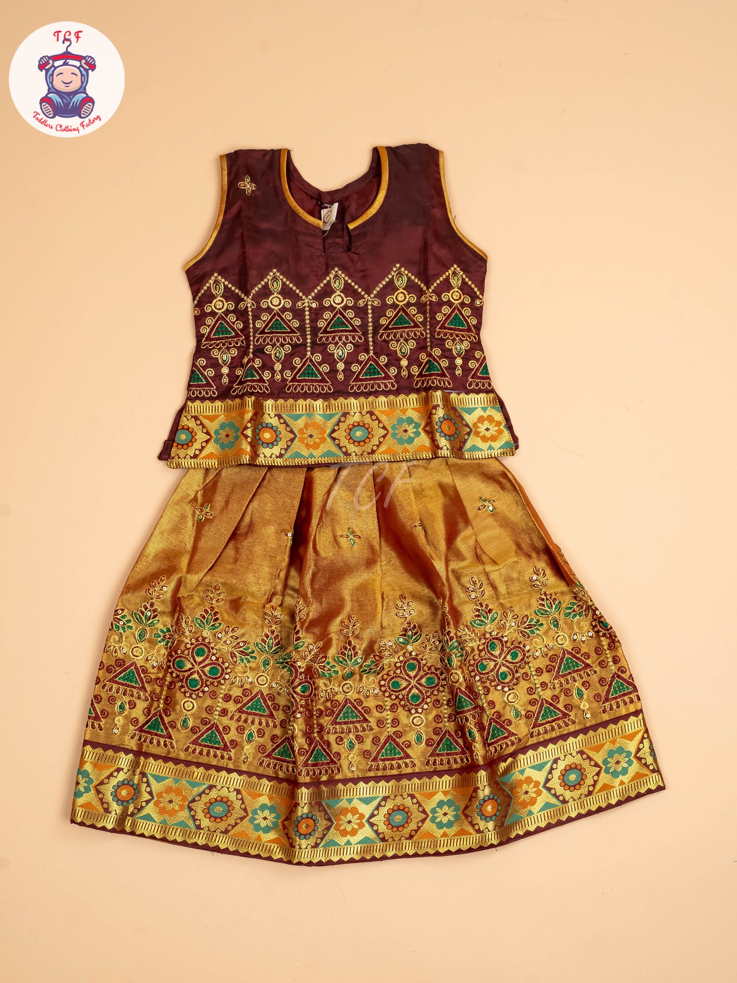 Maroon - Embriodered Pavadai Sattai