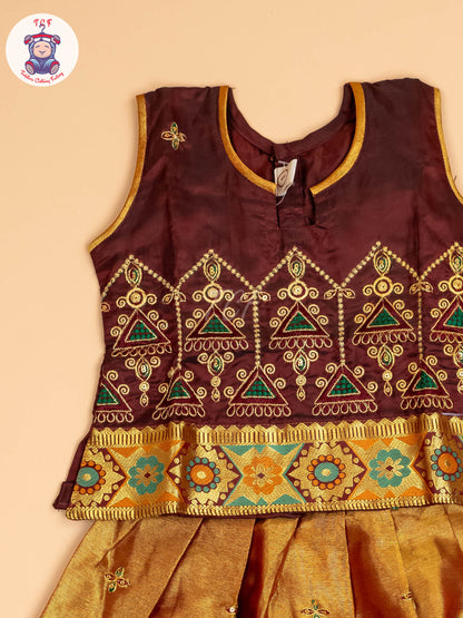 Maroon - Embriodered Pavadai Sattai