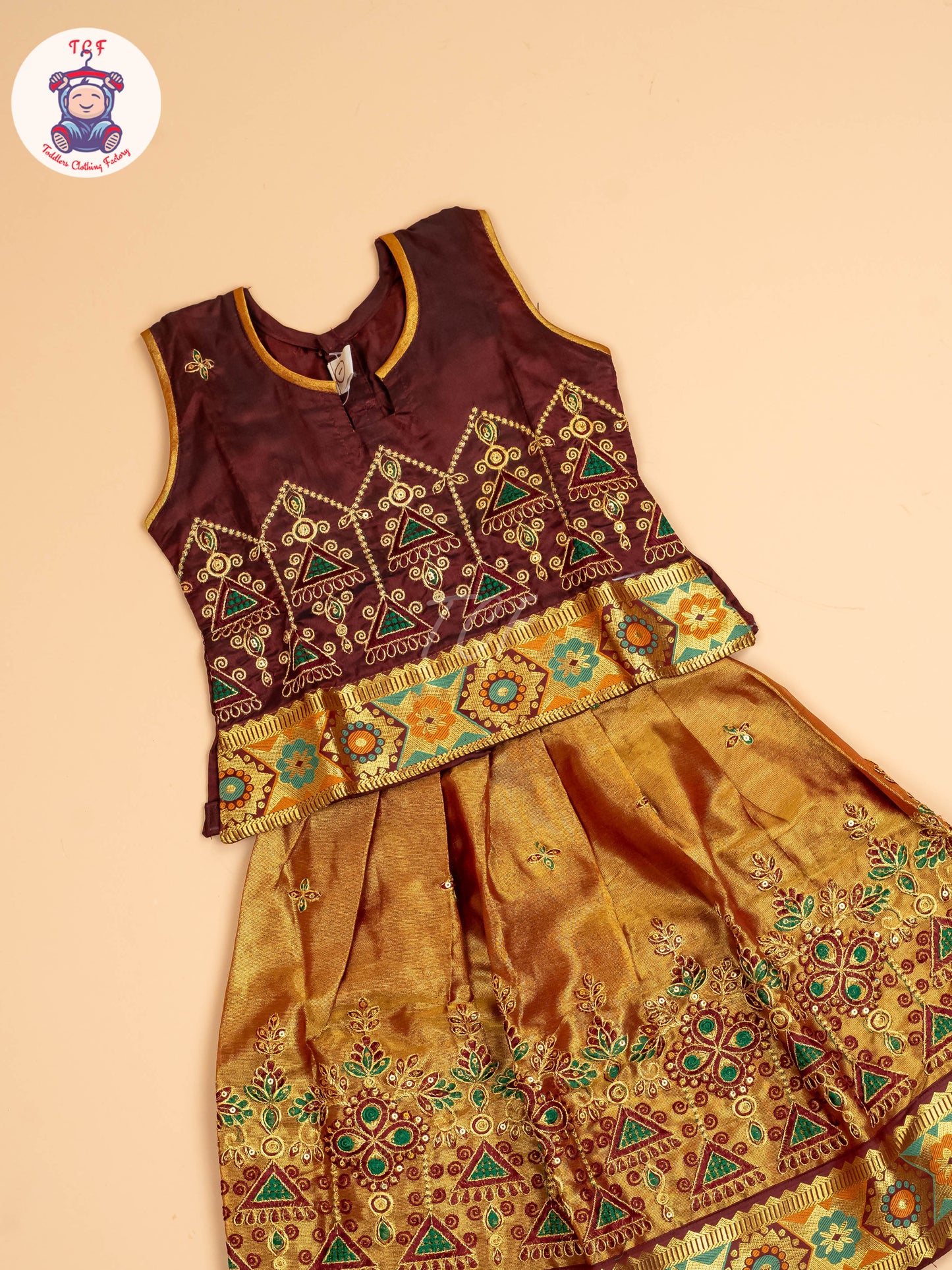 Maroon - Embriodered Pavadai Sattai