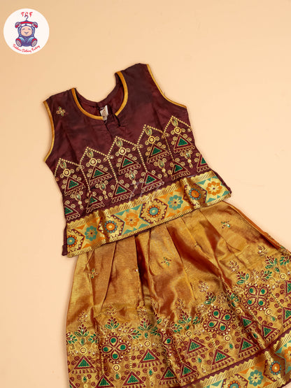 Maroon - Embriodered Pavadai Sattai