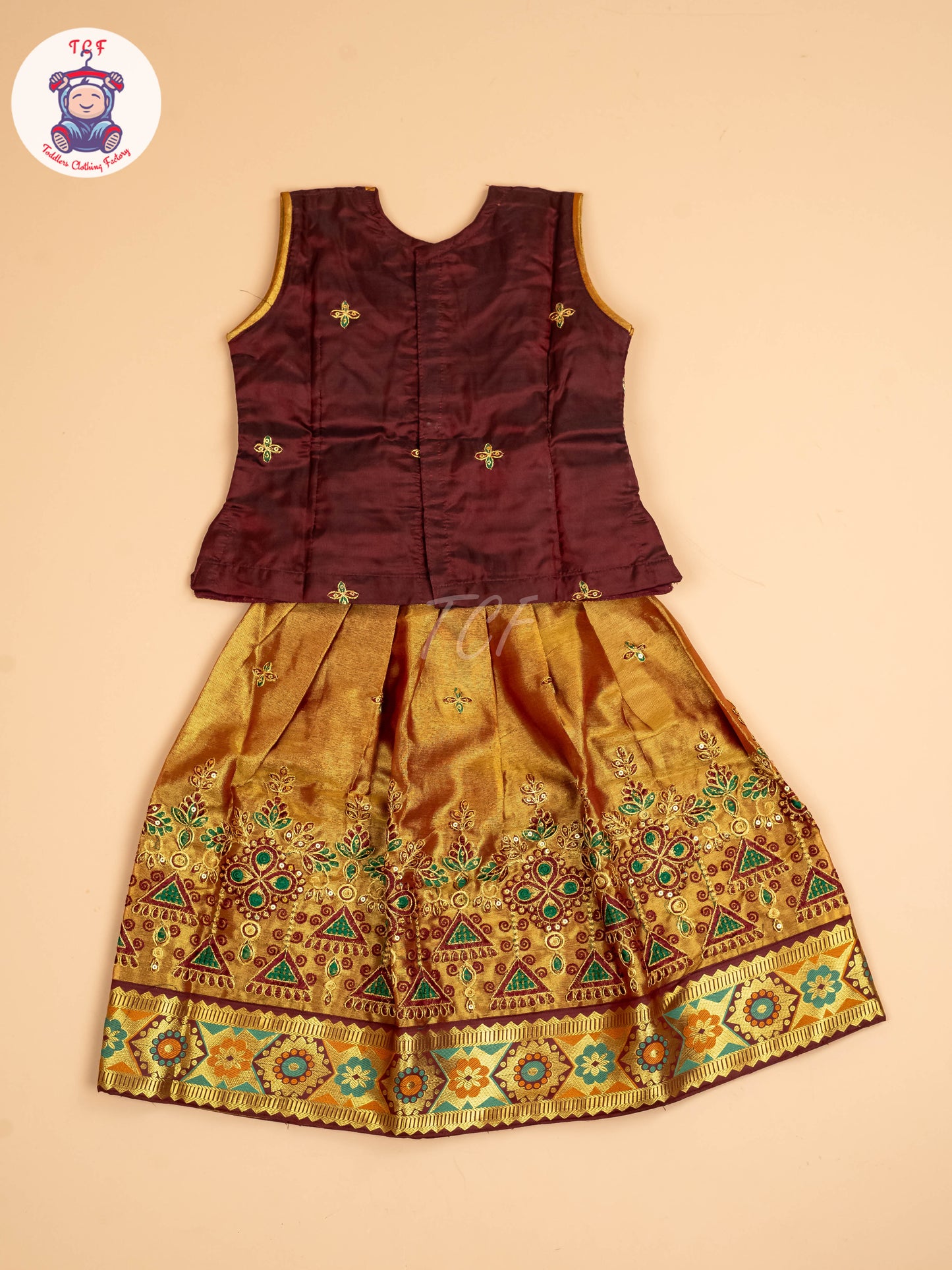 Maroon - Embriodered Pavadai Sattai
